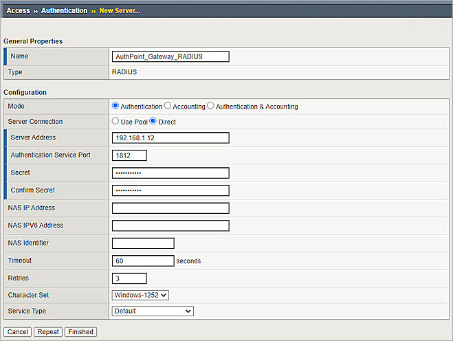 Screenshot of F5 Big-IP, Add RADIUS Server